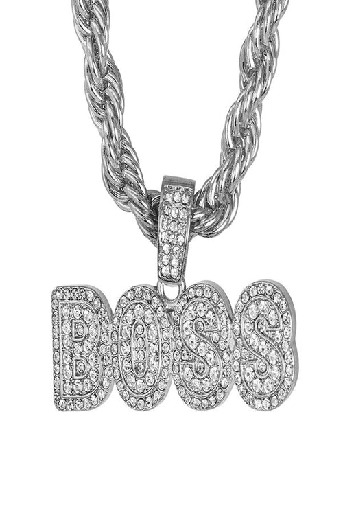 HIP HOP ICED OUT BOSS PENDANT ROPE CHAIN