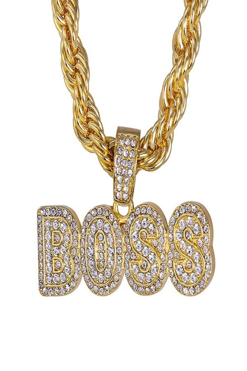 HIP HOP ICED OUT BOSS PENDANT ROPE CHAIN