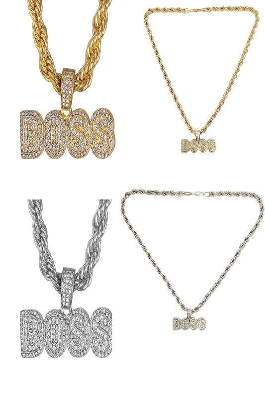 HIP HOP ICED OUT BOSS PENDANT ROPE CHAIN