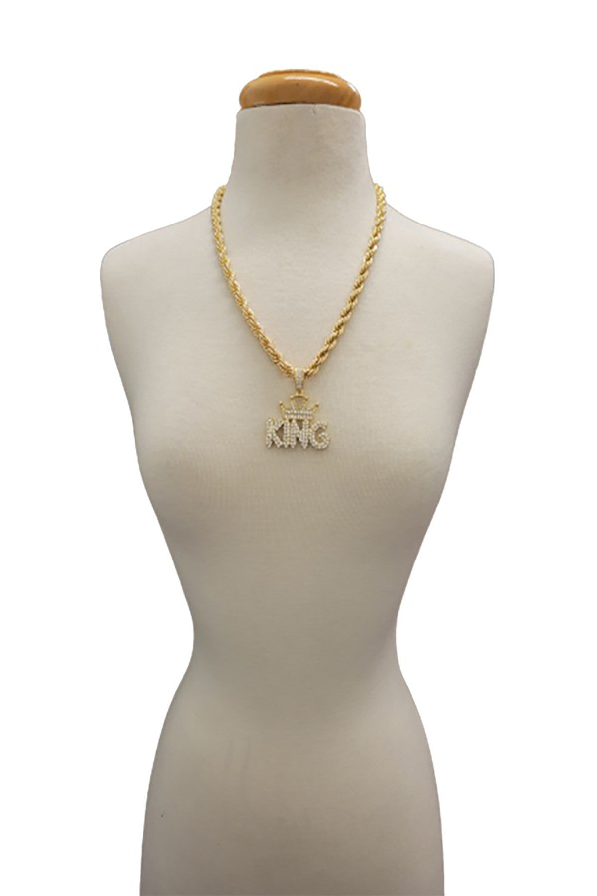 HIP HOP ICED OUT KING PENDANT ROPE CHAIN