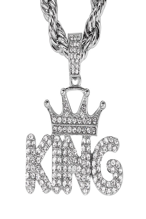 HIP HOP ICED OUT KING PENDANT ROPE CHAIN