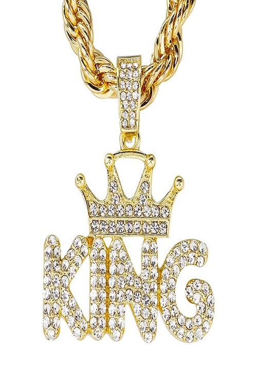 HIP HOP ICED OUT KING PENDANT ROPE CHAIN