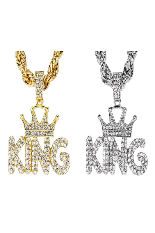 HIP HOP ICED OUT KING PENDANT ROPE CHAIN