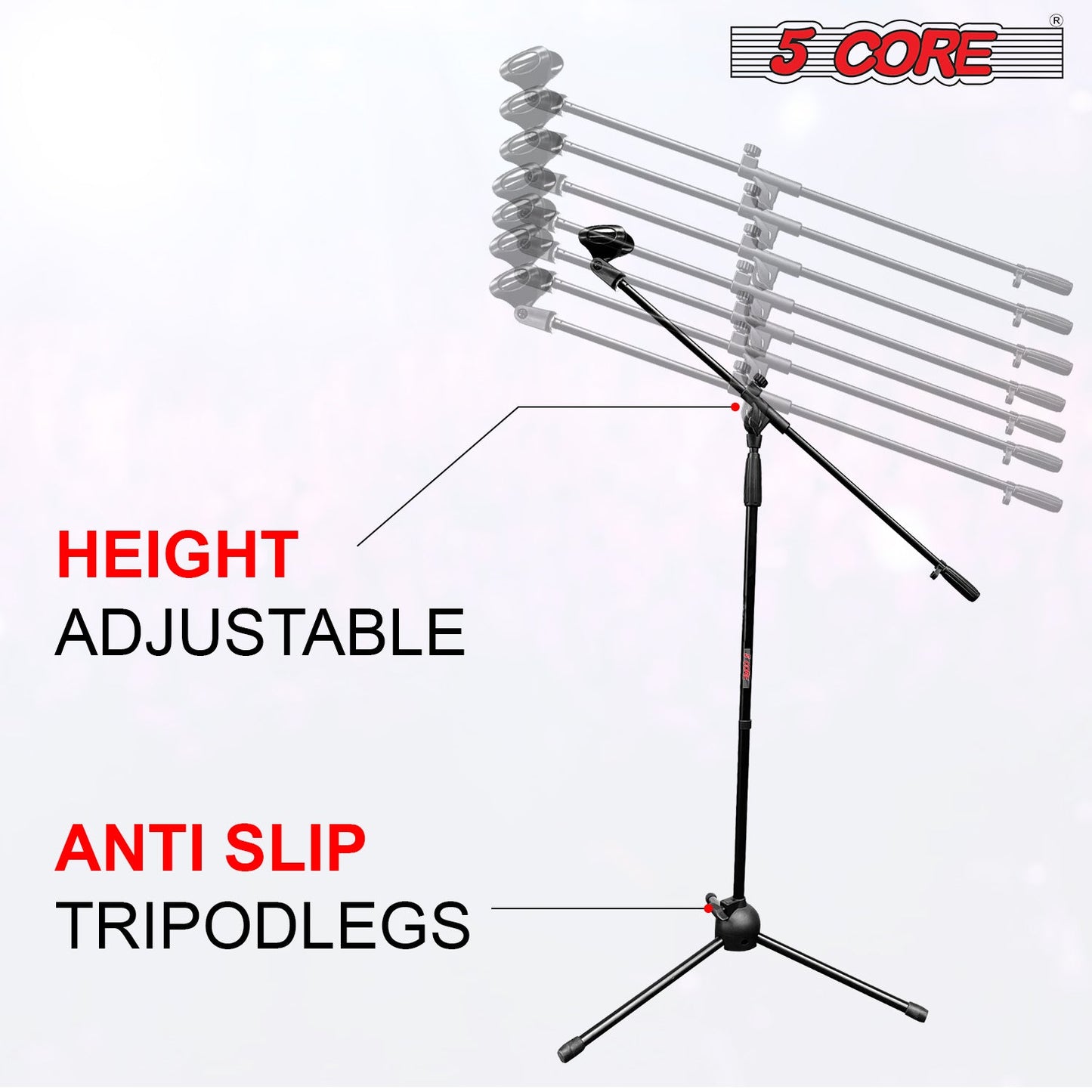 5 Core 360 Rotating Microphone Stand Boom Arm Foldable Tripod with