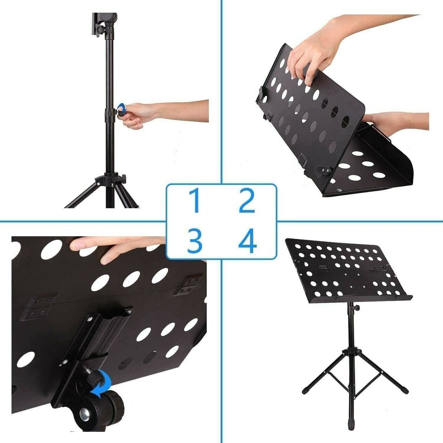 5 Core Sheet Music Stand-Metal with Light, Portable Violin Guitar
