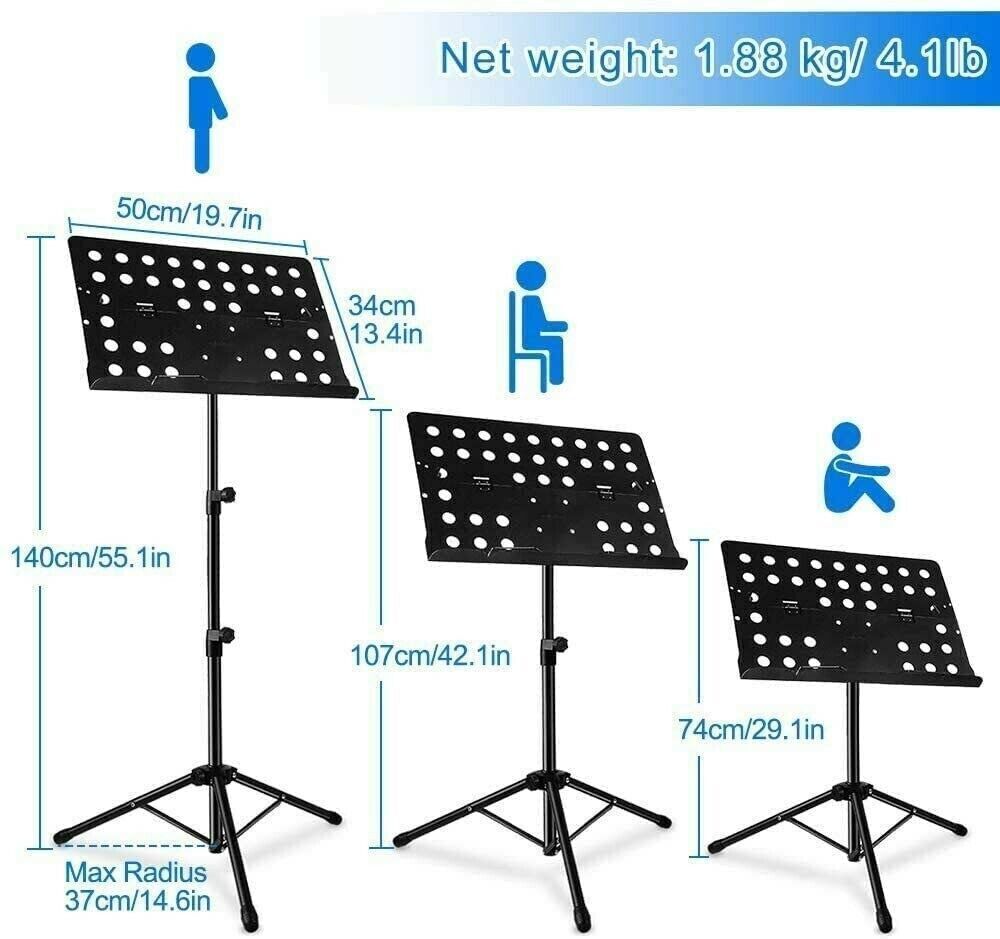 5 Core Sheet Music Stand-Metal with Light, Portable Violin Guitar