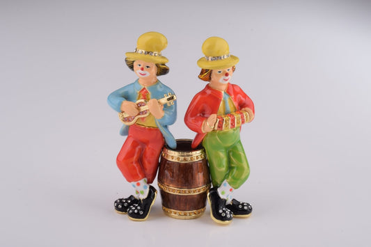 Two Circus Clowns Playing Music