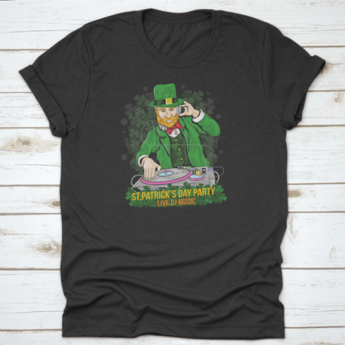 Clover Elf As Dj Of The Day T Shirt Design With Text" St. Patrick'S