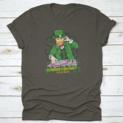 Clover Elf As Dj Of The Day T Shirt Design With Text" St. Patrick'S