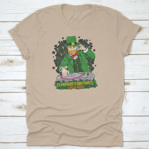 Clover Elf As Dj Of The Day T Shirt Design With Text" St. Patrick'S