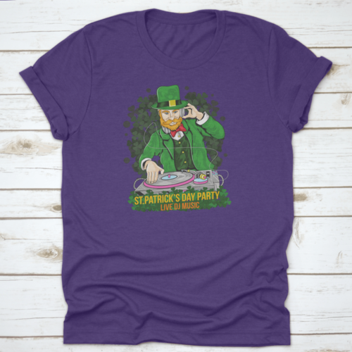 Clover Elf As Dj Of The Day T Shirt Design With Text" St. Patrick'S