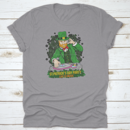 Clover Elf As Dj Of The Day T Shirt Design With Text" St. Patrick'S