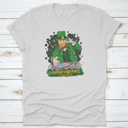 Clover Elf As Dj Of The Day T Shirt Design With Text" St. Patrick'S