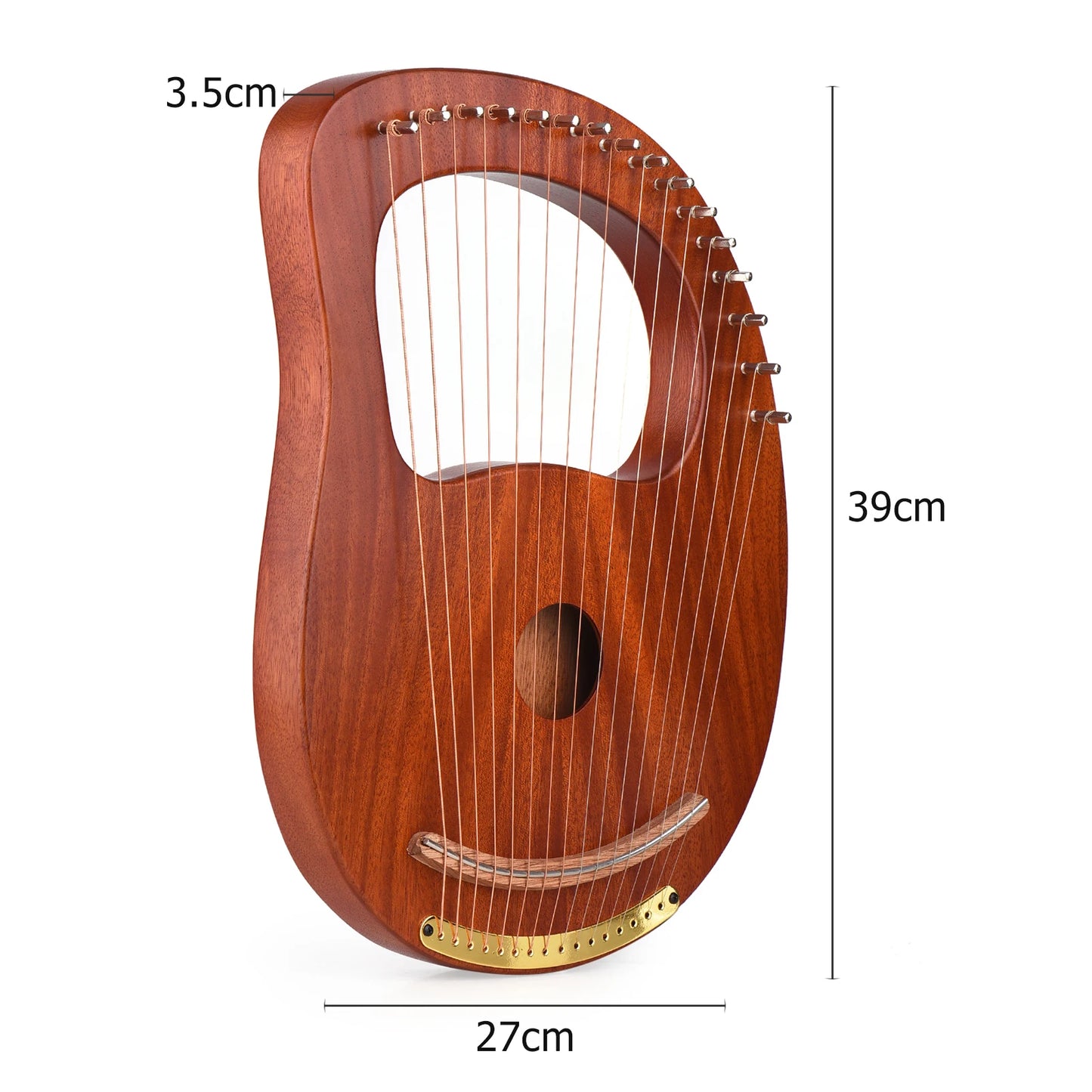 Walter.t WH-16 16-String Wooden Lyre Harp Metal Strings Solid Wood