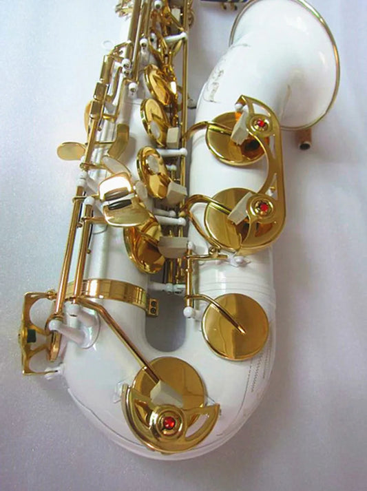 New Bb Tenor Saxophone Professional Brass White gold key B Flat