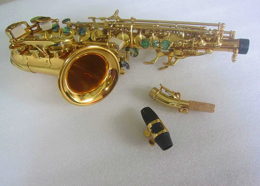 Curved Soprano Saxophone Gold Lacquer Curved Soprano Sax Mouthpiece