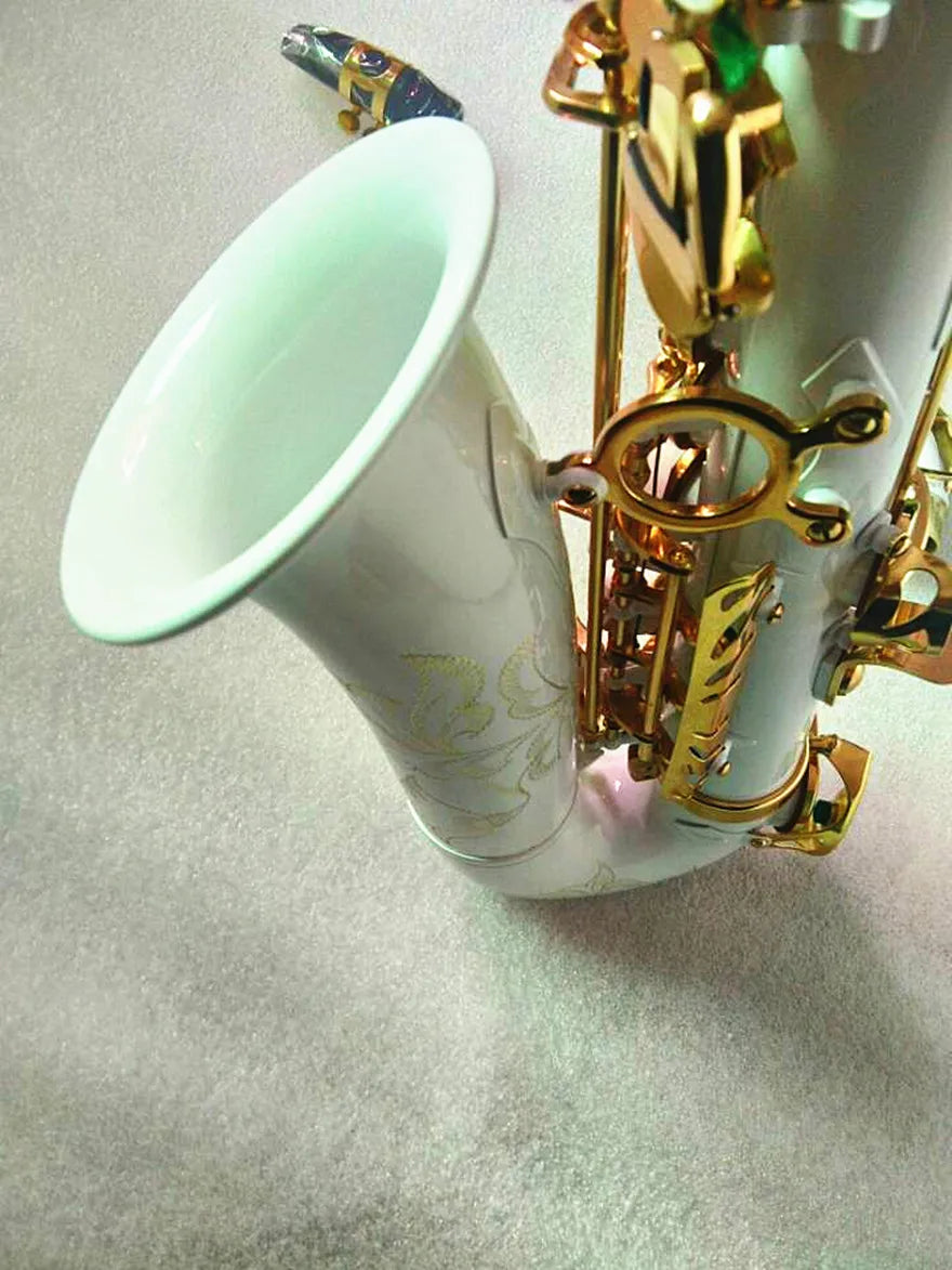 New Arrival High Quality Alto Eb Saxophone White Brass Gold key Sax