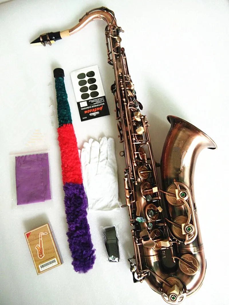 New Antique Copper Tenor Sax Bb Flat Saxophone Instrument Dedicated