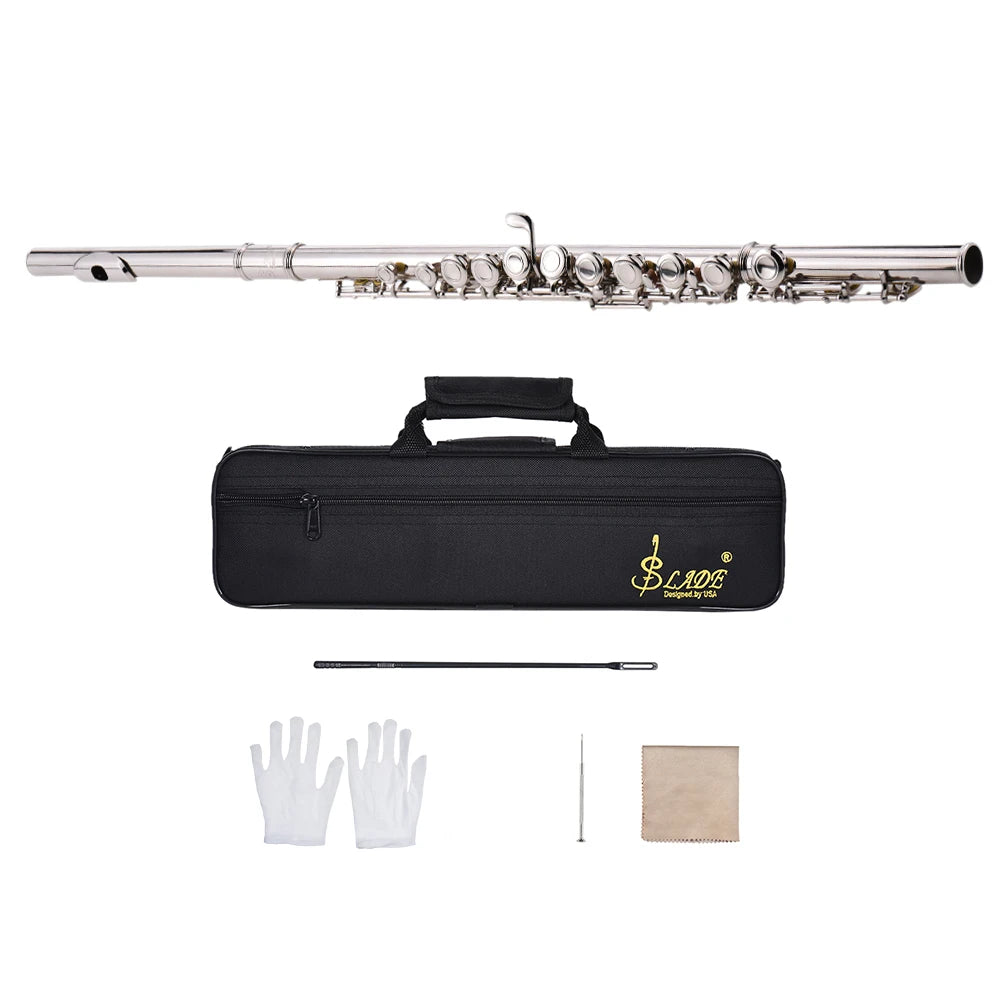 Western Concert Flute Nickel Plated 16 Holes C Key Cupronickel