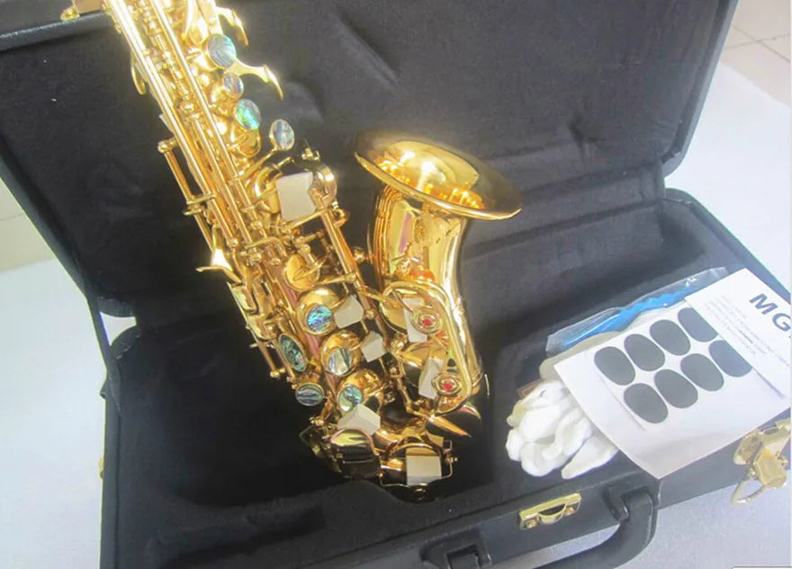 Curved Soprano Saxophone Gold Lacquer Curved Soprano Sax Mouthpiece
