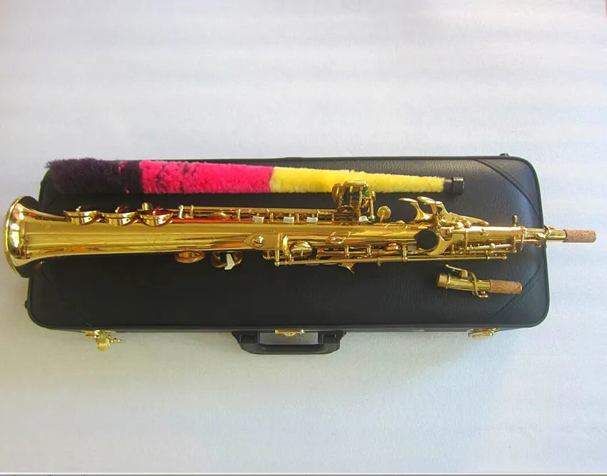 Soprano Saxophone Gold Lacquer brass B-flat Soprano Sax With Case