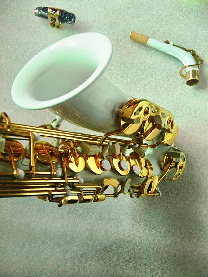 New Arrival High Quality Alto Eb Saxophone White Brass Gold key Sax