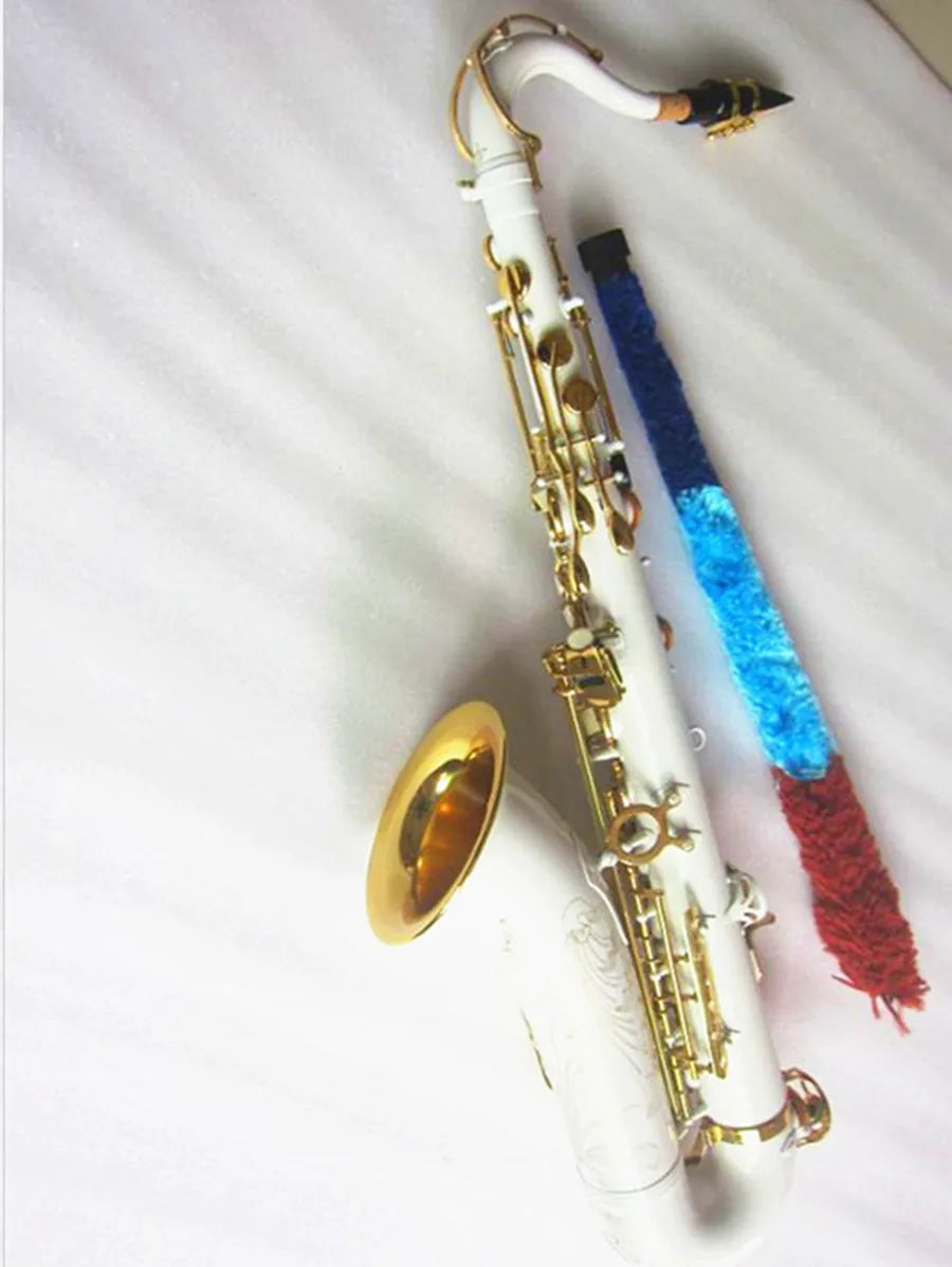 New Bb Tenor Saxophone Professional Brass White gold key B Flat