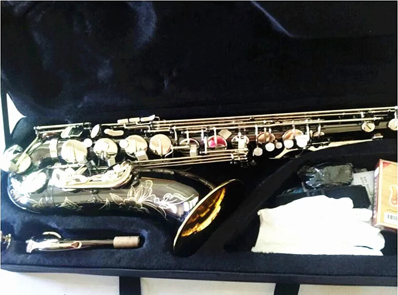 Tenor Saxophone Black Nickel Gold Bell Tenor Sax Mouthpiece Silver Key