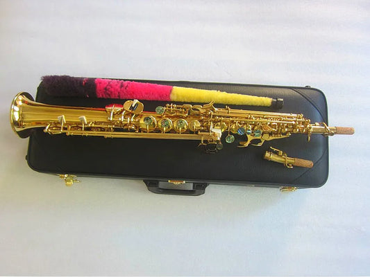 Soprano Saxophone Gold Lacquer brass B-flat Soprano Sax With Case