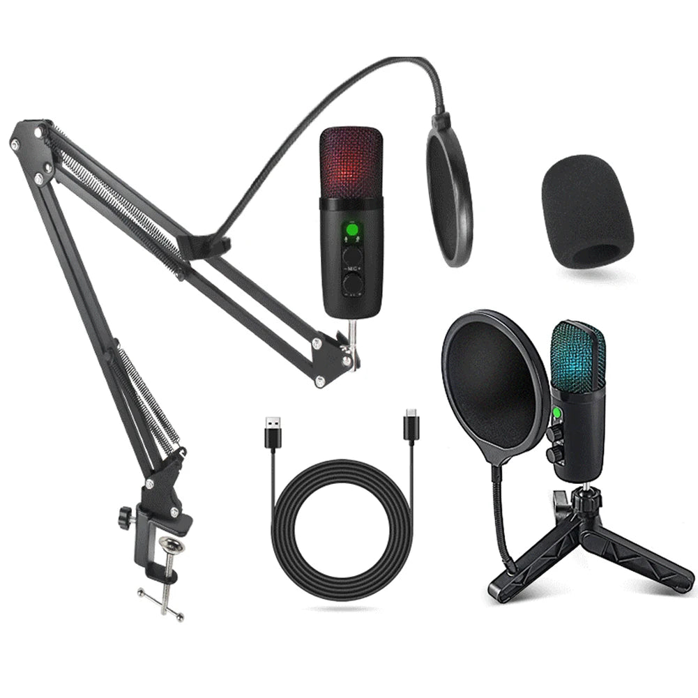 RGB USB Microphone Condenser 192KHz/24bit Recording Microphone with
