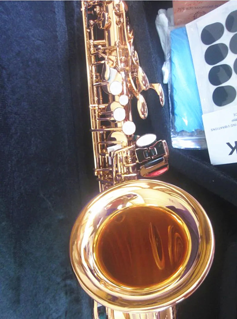 100% 24K Electrophoresis gold-plated E Alto Saxophone With Band Mouth