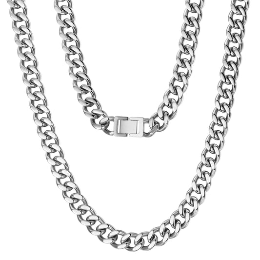 12mm Silver Hip Hop Cuban Chain Necklace