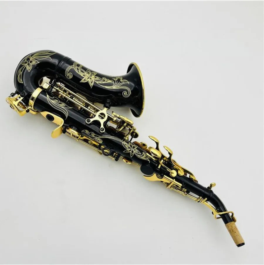 Bb Soprano Saxophone Black Sax with Carry Case Brush Reeds Strap Brass