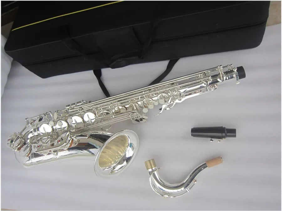 New Bb Tenor Saxophone Surface Silvering Plated Sax With Bakelite