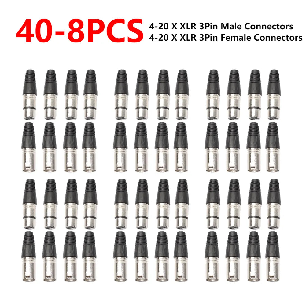 40-8PCS 3PIN XLR Connector Male Female MIC Snake Plug Cable Connectors Microphone Audio Cables Plug Connector XLR Adapters