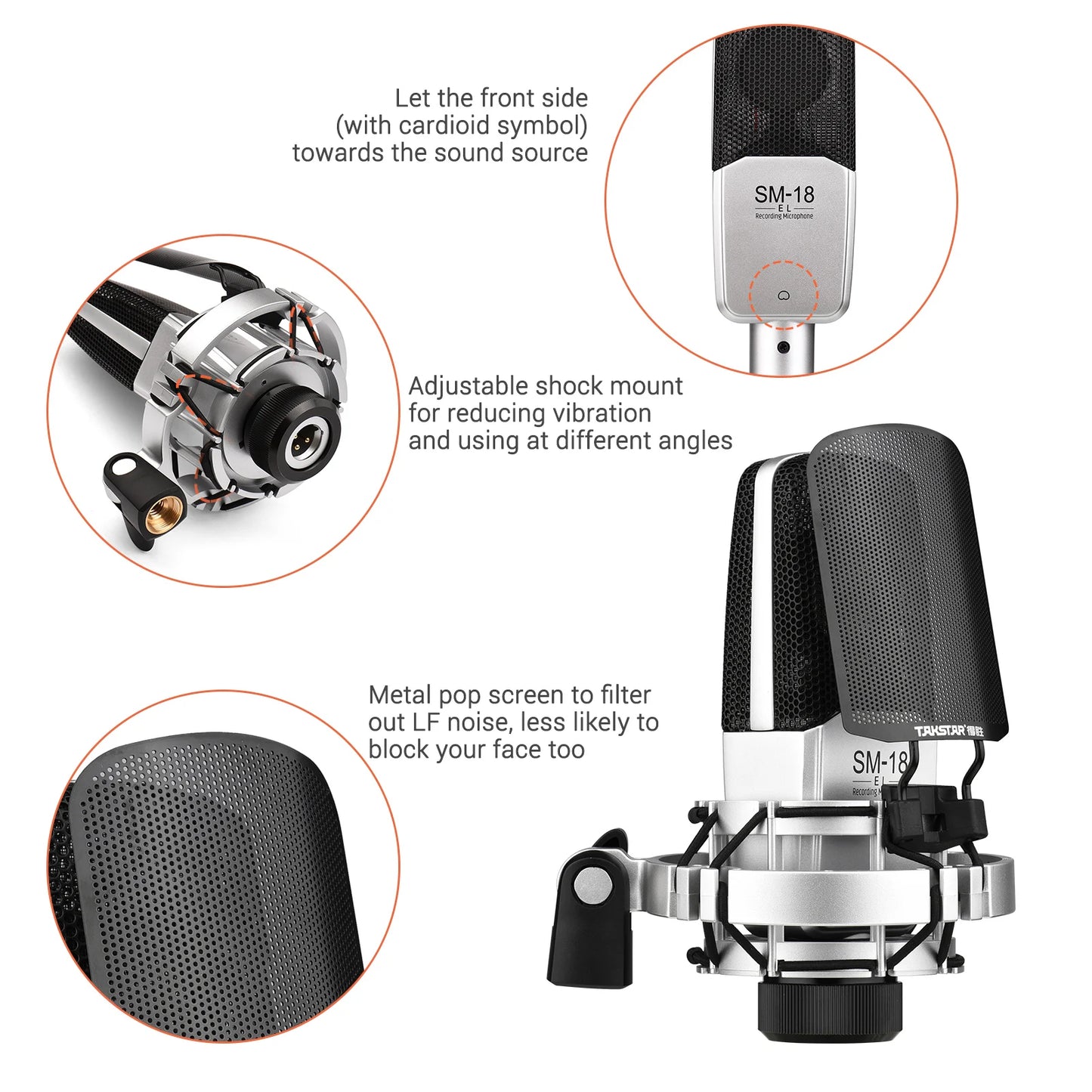 TAKSTAR SM-18 EL Professional Recording Microphone Cardioid Condenser