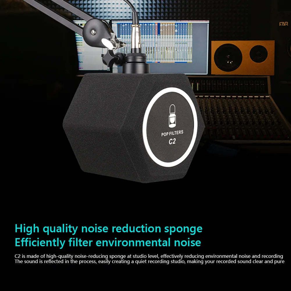 C2 Studio Mic Screen Live Recording Microphone Noise Reduction Wind Screen Soundproof Protection Cover Microphone Accessories