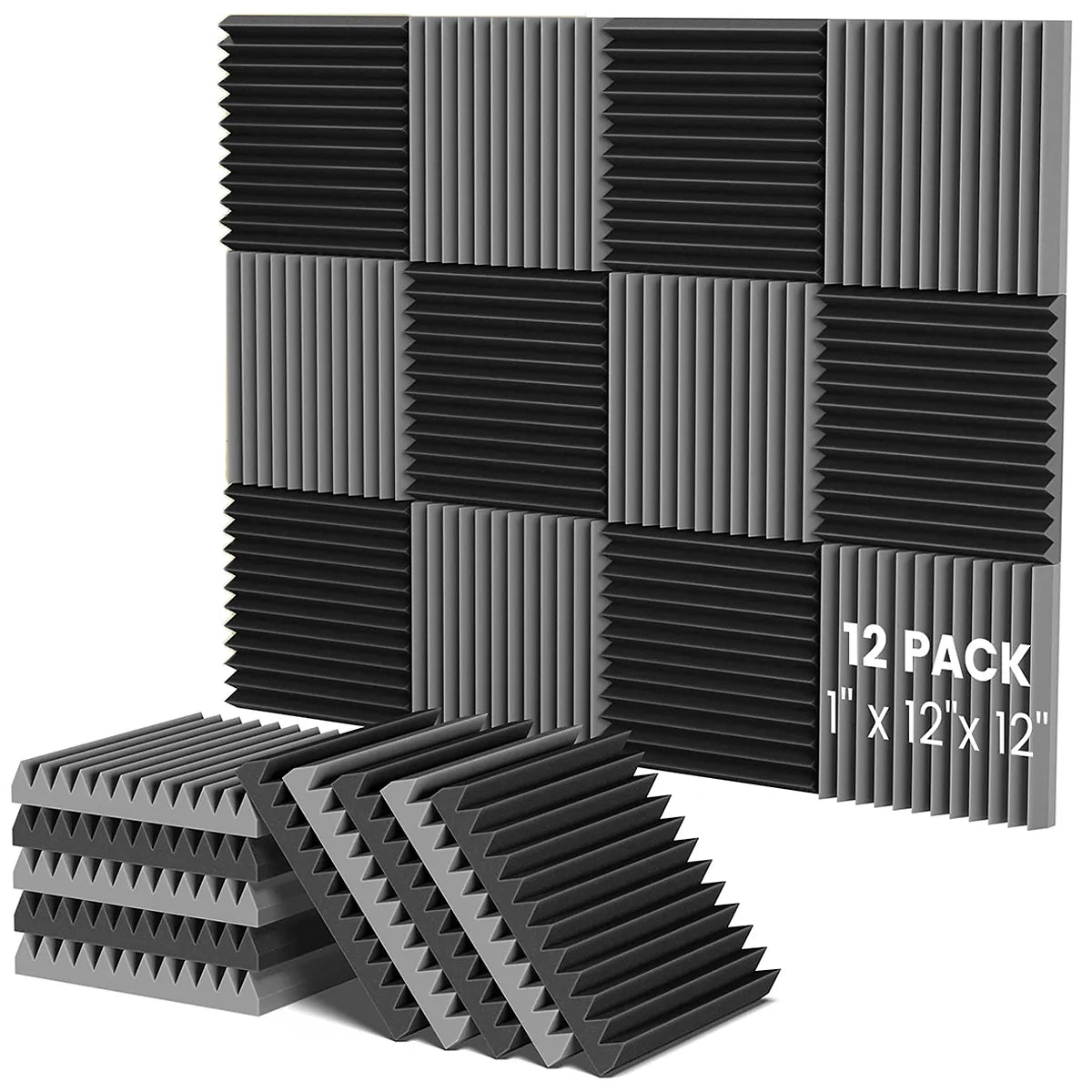 12Pcs 12" X12"X1" Acoust Foam Panel Studio Soundproof Sponge Pad Sound-Absorbing Treatment Panel KTV Room Ceiling Wall Sticker