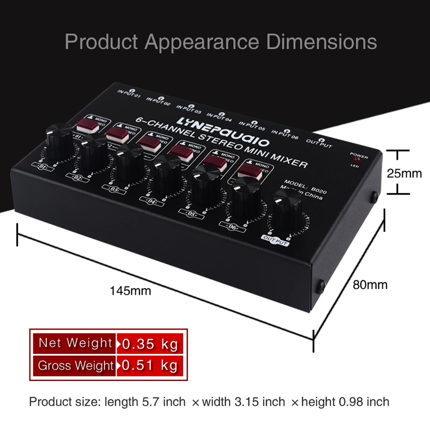 Mini 6-Channel Stereo Audio Mixer Mixer Electric Wind/Electric