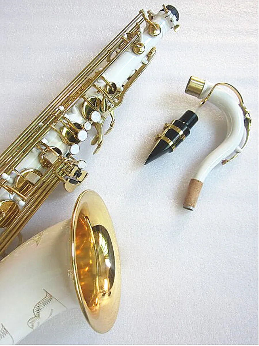New Bb Tenor Saxophone Brass Professional White Gold key Sax with Case