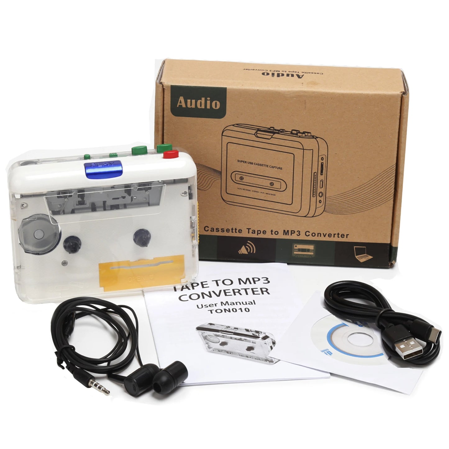 TON010S Portable Cassette to MP3 Player Mini USB Tape Player MP3