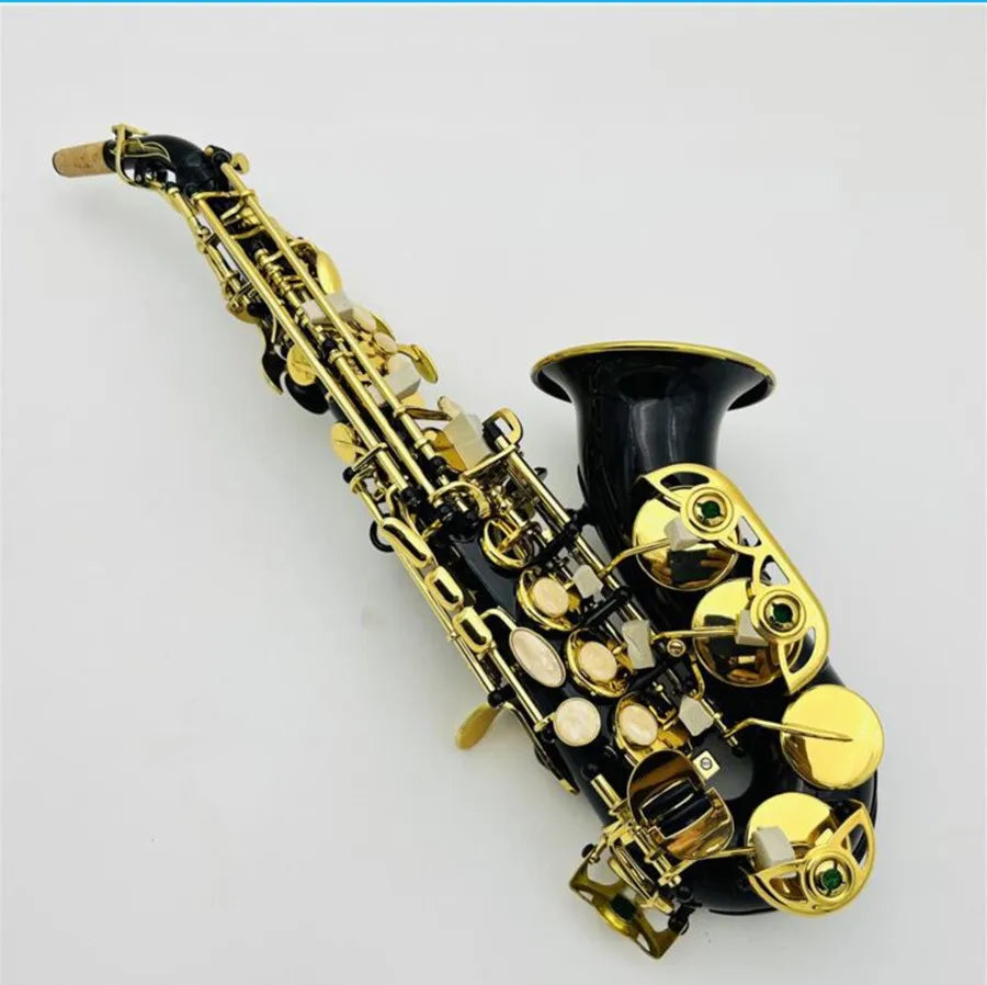 Bb Soprano Saxophone Black Sax with Carry Case Brush Reeds Strap Brass