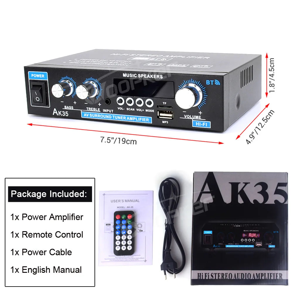 Woopker AK35 800W Home Digital Amplifiers 100-240V 12V Bass Audio Power Bluetooth AMP Hifi FM Subwoofer Speakers