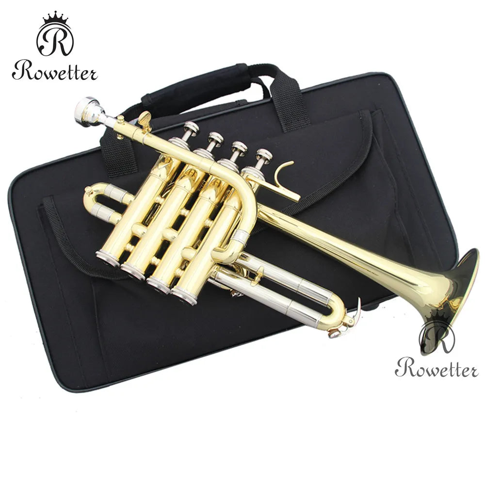 Professional High trumpet Bb Piccolo Trumpet Brass Gold Silver Lacquer