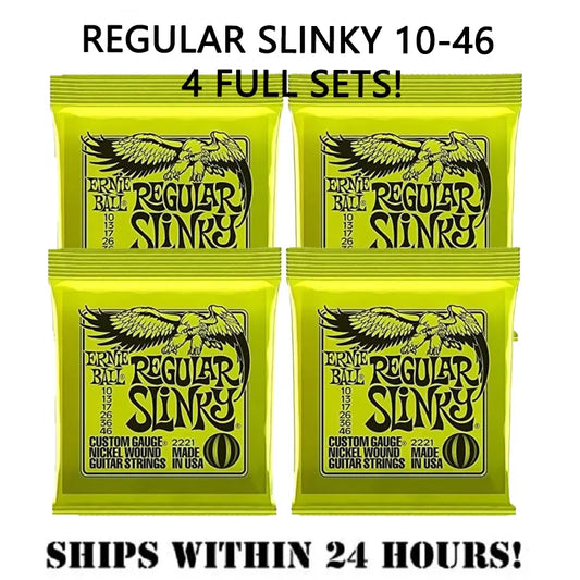 4 Sets!! ERNIE BALL 2221 Regular Slinky 10-46 Guitar Strings or Other Strings for Electric/Acoustic/Classical Musical Instrument