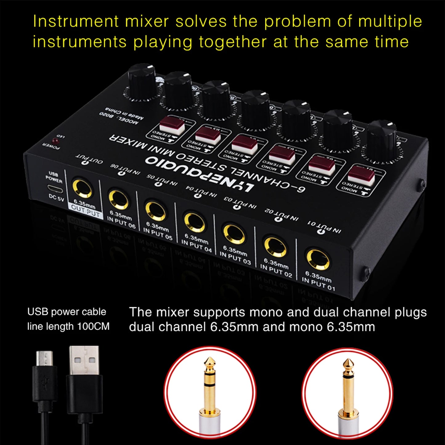 Mini 6-Channel Stereo Audio Mixer Mixer Electric Wind/Electric