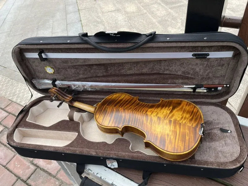 Boutique Handmade European Natural Violin 4/4 Tiger Grain In Solid