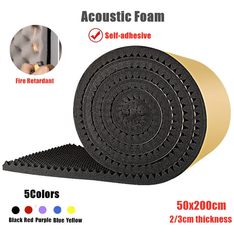 Make friend 1Pc 50x200cm Acoustic Foam Self-adhesive Egg Sound Insulation Panels High Density for Studio KTV Office Wall Panels