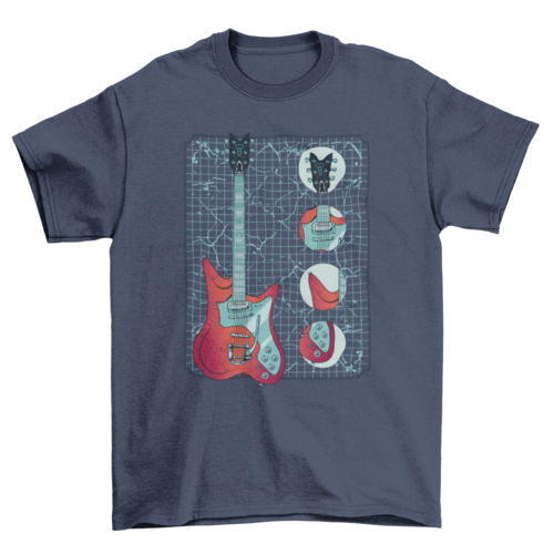 Parts of an electric guitar T-shirt