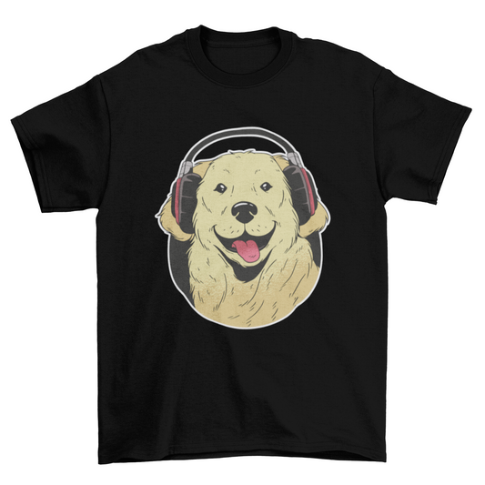 Headphone Golden Retriever T-shirt